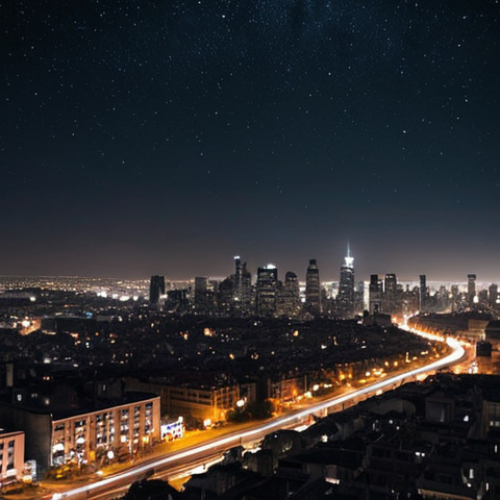 Home 18 **
A cityscape at night, showcasing light pollution reduction using a clear night filter. Capture the contrast between the dark sky and the city lights with enhanced clarity and detail.
**