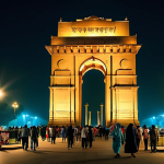 **

"India Gate at night, Delhi, fully illuminated, with families strolling in the background, safe for work, appropriate content, fully clothed, professional photography, perfect anatomy, natural proportions, modest attire."

**