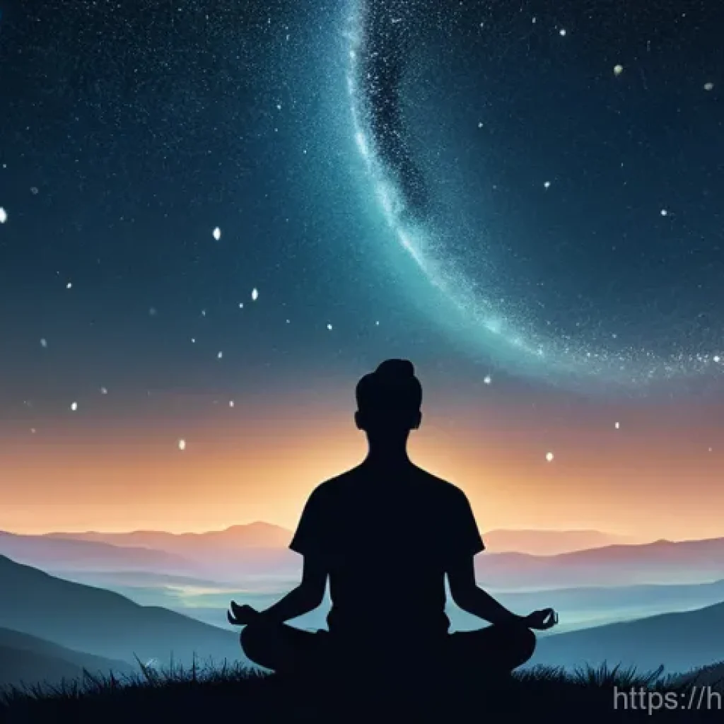 야경 감상과 명상 - **Prompt:** A serene, gender-neutral figure in comfortable, loose-fitting clothing, meditating peace...