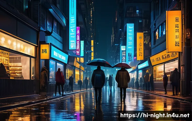 야경을 주제로 한 영화 - A vibrant urban nightscape featuring glowing city streets illuminated by a mix of warm yellow and co...